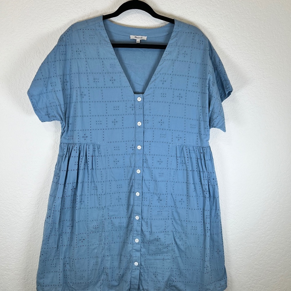 Madewell CornStarch blue Eyelet dress L W218/899